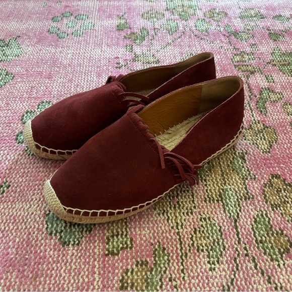 CHLOE Suede Fringe Espadrilles - Burgundy/Maroon/Wine - 37 - Picture 6 of 9